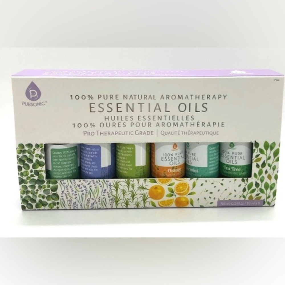 Pursonic Aromatherapy Essential Oils Gift 6 Set 10ml Each